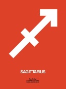 NAXART Studio - Sagittarius Zodiac Sign White on Orange