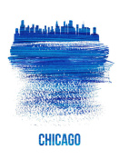 NAXART Studio - Chicago Skyline Brush Stroke Blue