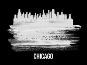 NAXART Studio - Chicago Skyline Brush Stroke White