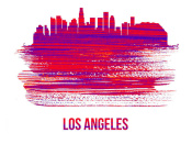NAXART Studio - Los Angeles Skyline Brush Stroke Red
