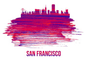 NAXART Studio - San Francisco Skyline Brush Stroke Red