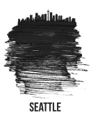 NAXART Studio - Seattle Skyline Brush Stroke Black