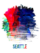 NAXART Studio - Seattle Skyline Brush Stroke Watercolor