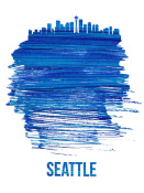 NAXART Studio - Seattle Brush Stroke Skyline Blue
