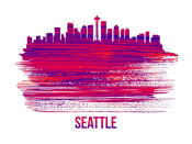NAXART Studio - Seattle Skyline Brush Stroke Red