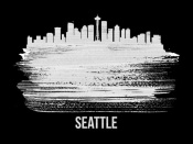 NAXART Studio - Seattle Skyline Brush Stroke White