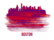 NAXART Studio - Boston Skyline Brush Stroke Red