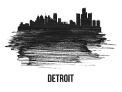 NAXART Studio - Detroit Skyline Brush Stroke Black II
