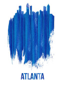 NAXART Studio - Atlanta Skyline Brush Stroke Blue