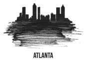 NAXART Studio - Atlanta Skyline Brush Stroke Black II