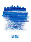 NAXART Studio - Miami Skyline Brush Stroke Blue