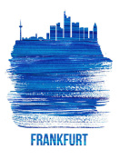 NAXART Studio - Frankfurt Skyline Brush Stroke Blue