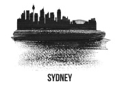 NAXART Studio - Sydney Skyline Brush Stroke Black II
