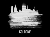 NAXART Studio - Cologne Skyline Brush Stroke White