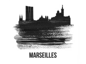 NAXART Studio - Marseilles Skyline Brush Stroke Black II